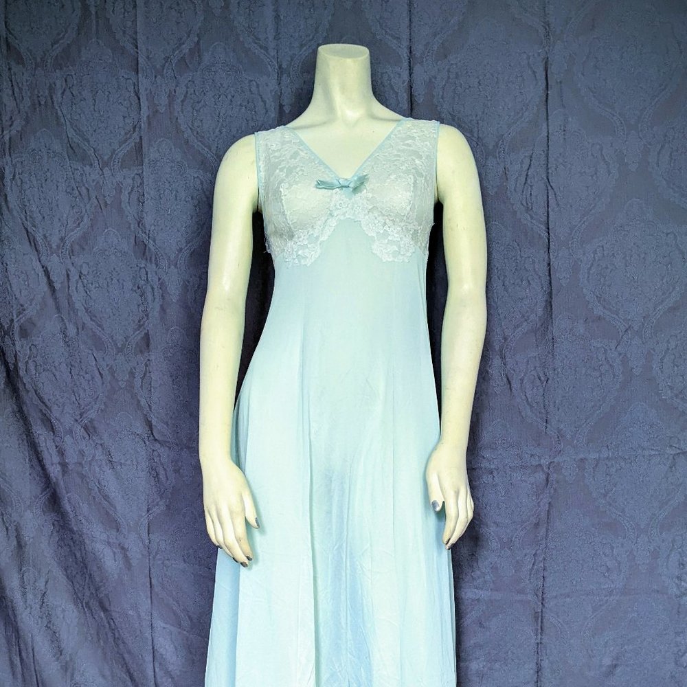Vintage Blue and White Lace Sexy Nightgown